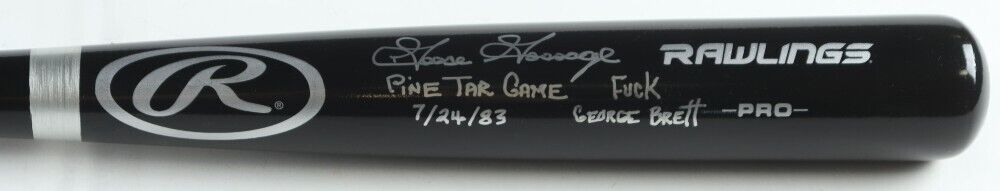 Goose Gossage Signed Rawlings Bat "PINE TAR GAME  7/24/83" & "F**k George Brett"