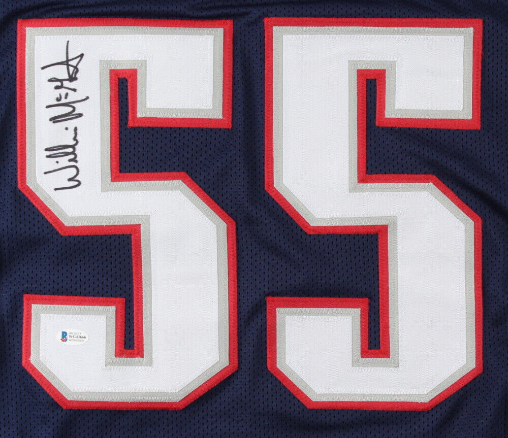 WILLIE McGINEST AUTOGRAPHED NEW ENGLAND PATRIOTS W JERSEY BECKETT