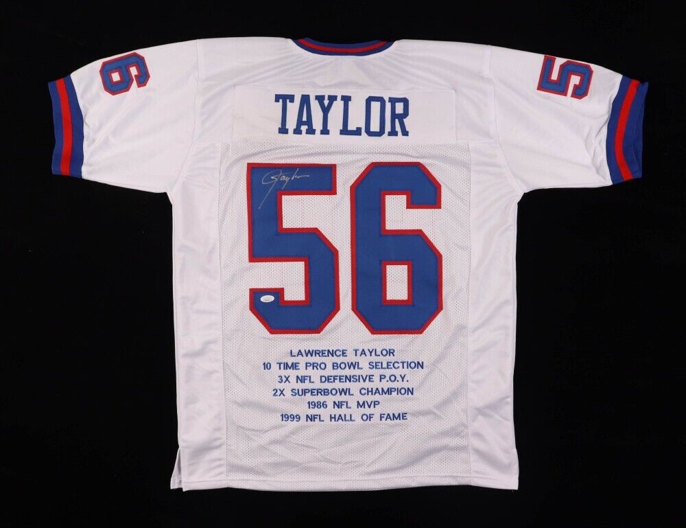 Lawrence Taylor Signed New York Giants Career Highlight Stat