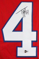 Ty Law Signed New England Patriot Jersey (Beckett) 3xSuper Bowl Champion D.B.