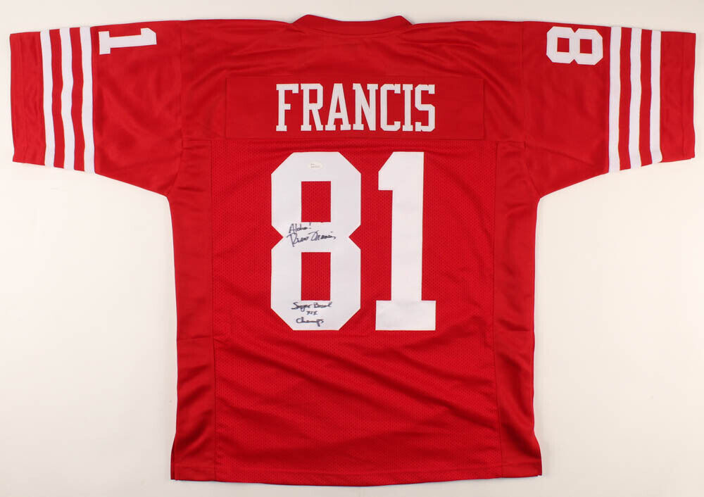 Russ Francis Signed San Fransisco 49ers Jersey Inscribed Aloha & Super –