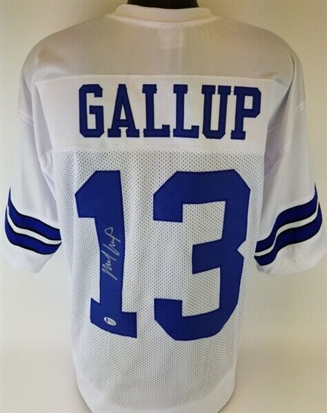 Michael Gallup Signed Cowboys White Jersey (Beckett COA) Dallas 2018 3 –