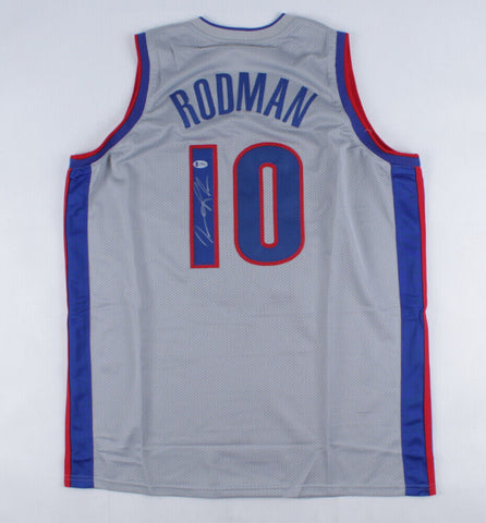 Dennis Rodman Signed Pistons Jersey (Beckett COA) Detroit 7xNBA Rebounding Champ