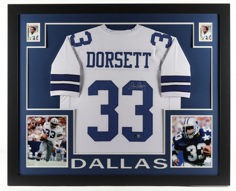 Tony Dorsett Signed Dallas Cowboys 35x43 Framed Jersey (Beckett Hologram) R.B.
