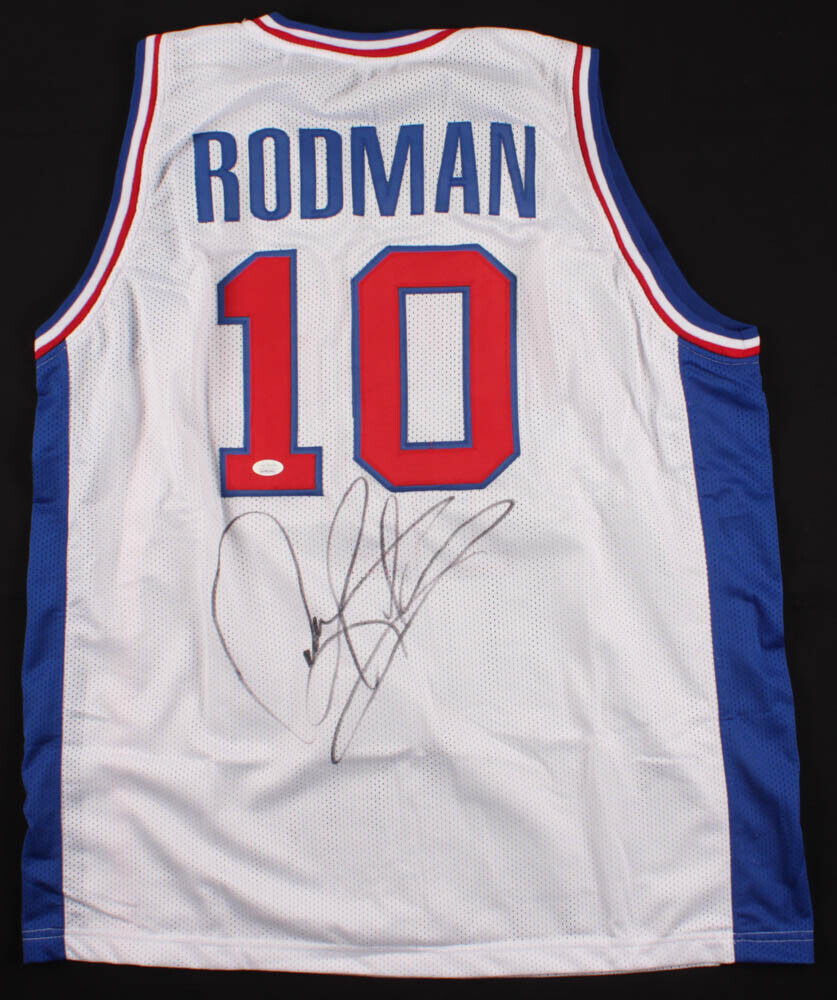 Chicago Bulls Dennis Rodman Autographed White Jersey 5x Champs