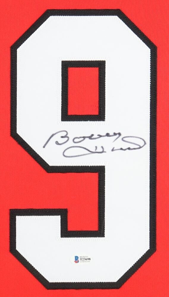 Bobby Hull Signed 61 Cup Inscription Chicago Black Hockey Jersey (Beckett)