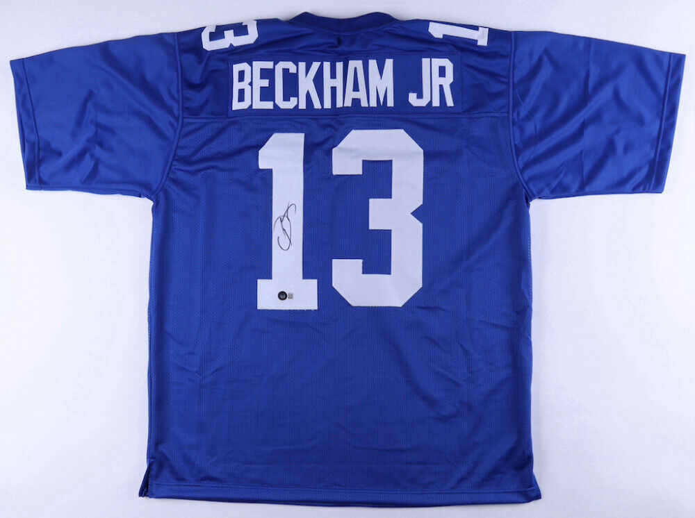 Odell Beckham Jr Signed New York Giants Blue Jersey (Beckett) 3×Pro Bo –