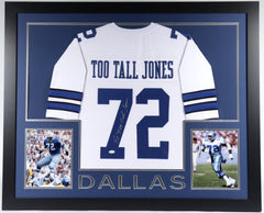 Ed "Too Tall" Jones Signed Cowboys 35x43 Framed Jersey (JSA COA) 3xPro Bowl D.E.