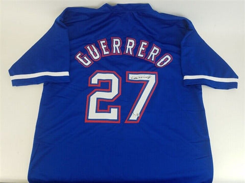 Vladimir Guerrero Signed Rangers Throwback Dallas Jersey (Beckett Hologram)