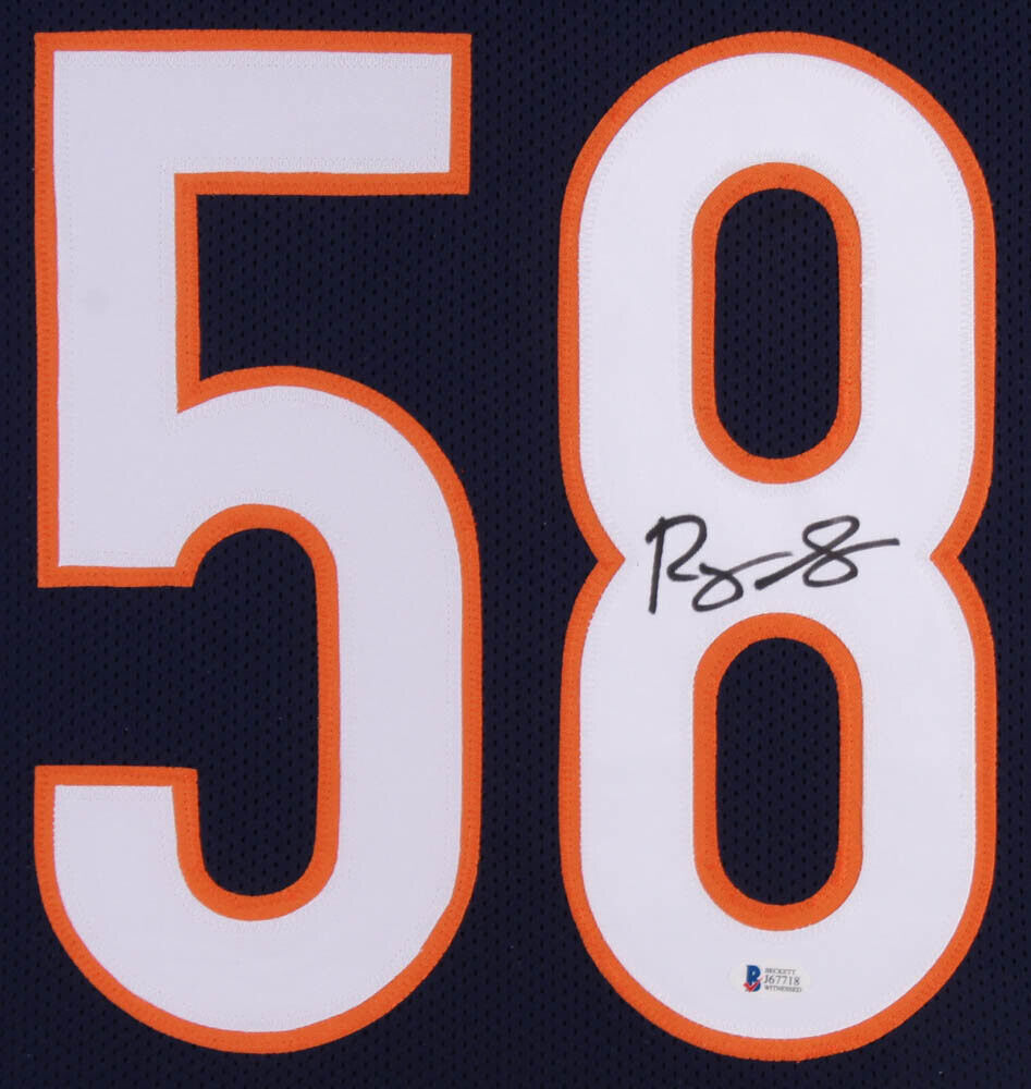 Roquan Smith Signed Chicago Bears 35x43 Custom Framed Jersey