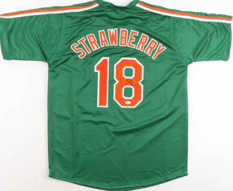Darryl Strawberry Signed New York Mets St. Patrick's Day Green Jersey (JSA COA)