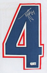 Ty Law Signed New England Patriot Jersey (Beckett) 3xSuper Bowl Champion / D.B.