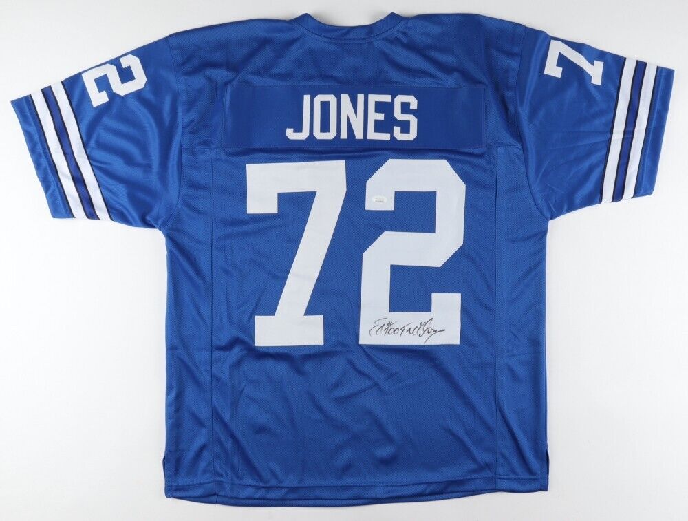 Ed Too Tall Jones Signed Cowboy Throwback Jersey (JSA COA) Dallas 3x –