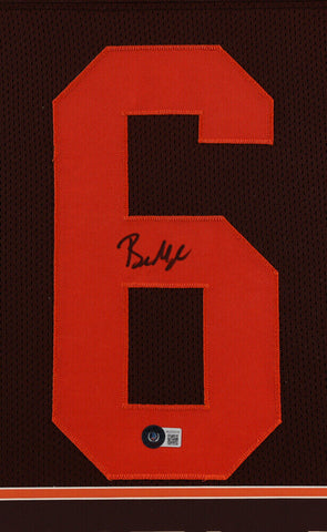 Baker Mayfield Signed Cleveland Browns 35 x 43 Framed Jersey (Beckett Hologram)