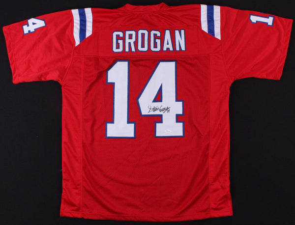 Steve Grogan Signed New England Patriots White Jersey (JSA COA) Super Bowl  Q.B