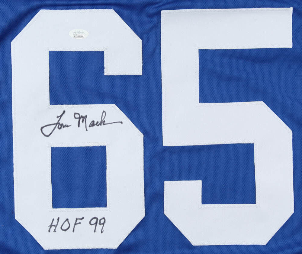 Tom Mack Signed Los Angeles Rams Jersey Inscribed HOF 99 (JSA COA) 11xPro Bowl