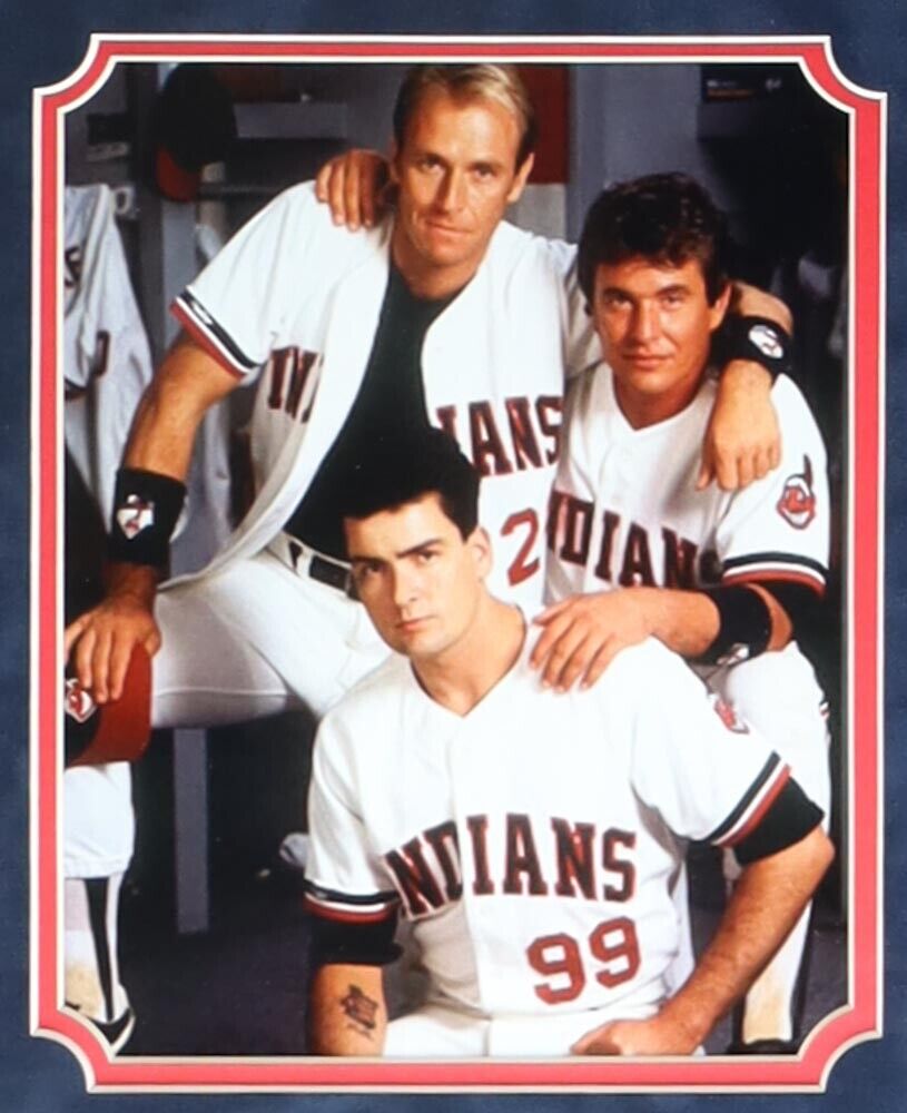 Charlie Sheen Signed Cleveland Indians Major League 35x43 Custom