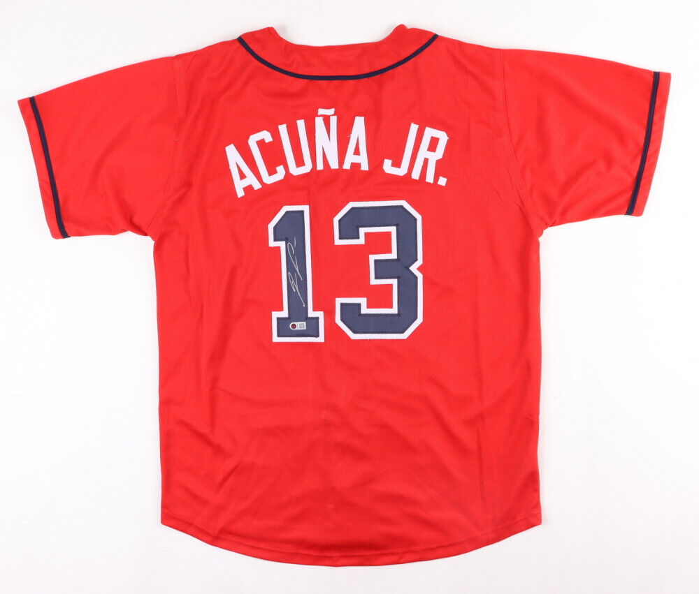 Ronald Acuna Jr Signed Atlanta Braves Jersey (USA SM) 2018 N L Rookie –