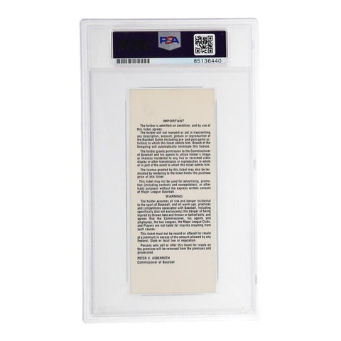 Barry Larkin Signed 1987 Original All-Star Game Ticket /PSA Encapsulated Reds SS