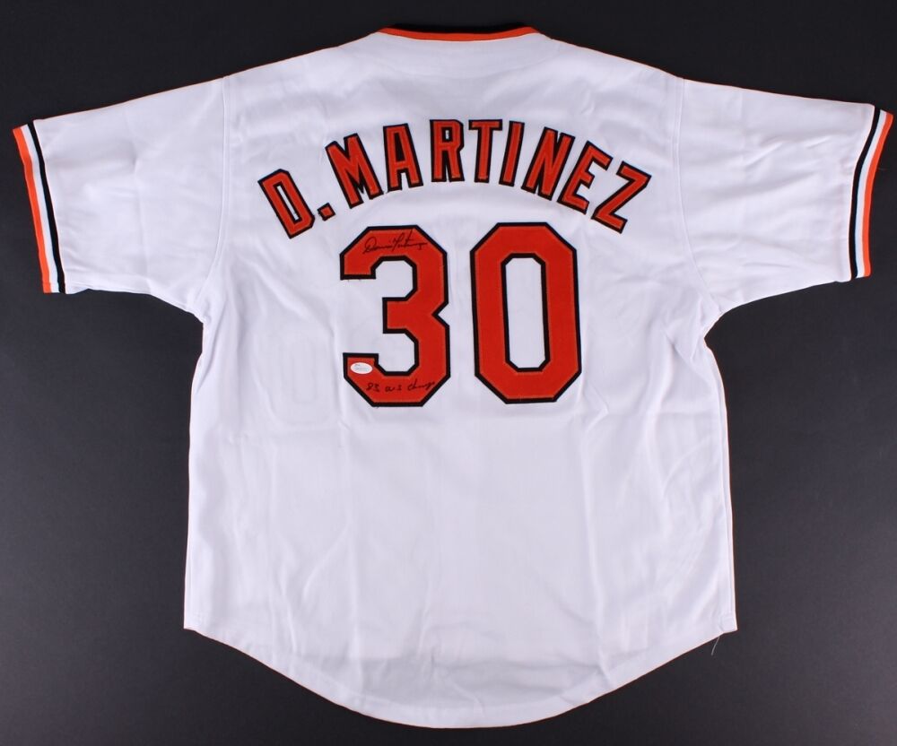 Dennis Martínez Signed Orioles Jersey Inscribed "83 WS Champ" (JSA COA)