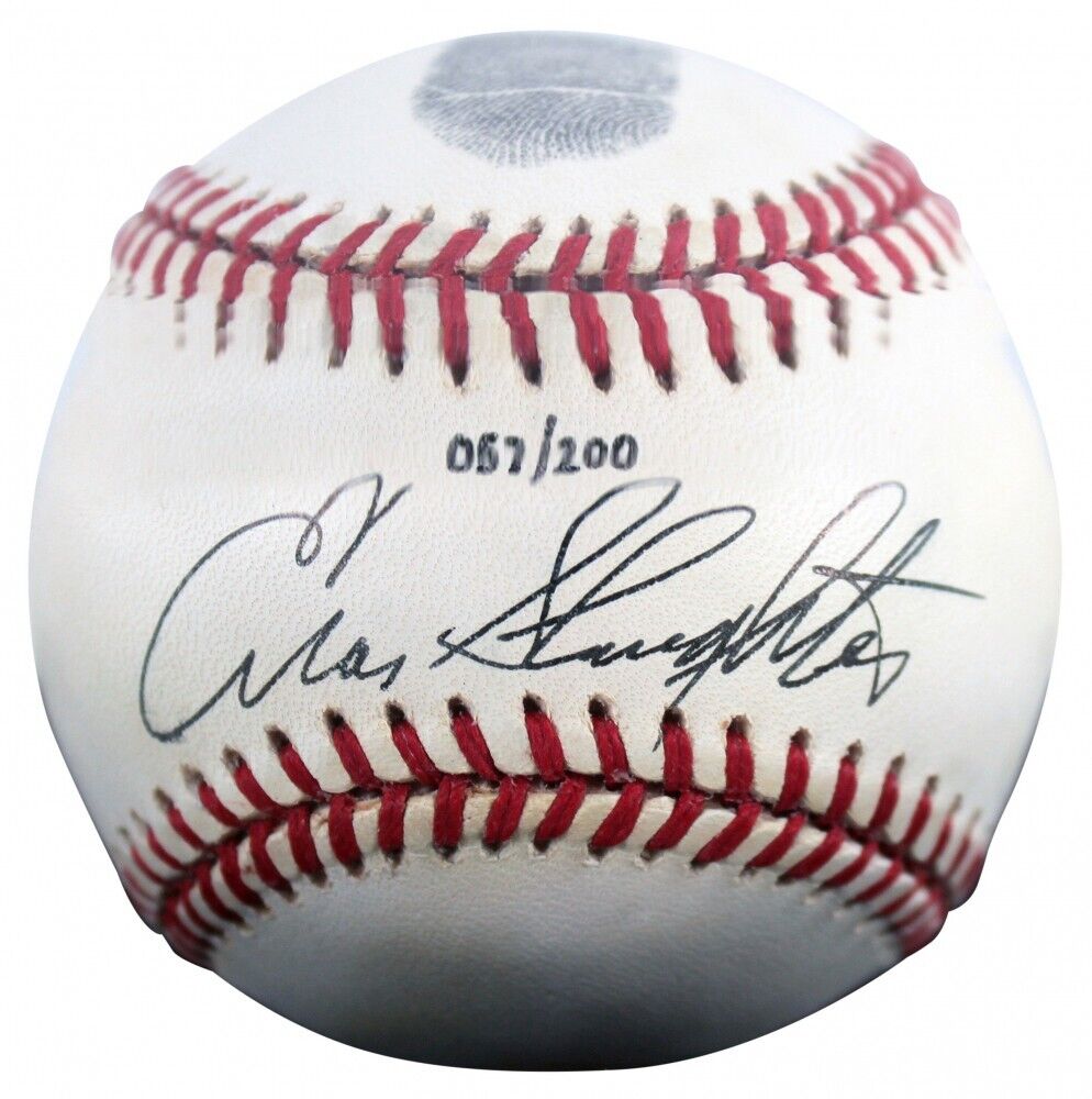 Enos Slaughter Signed LE NL Baseball Display w/ Display Case Cardinals, Yankees