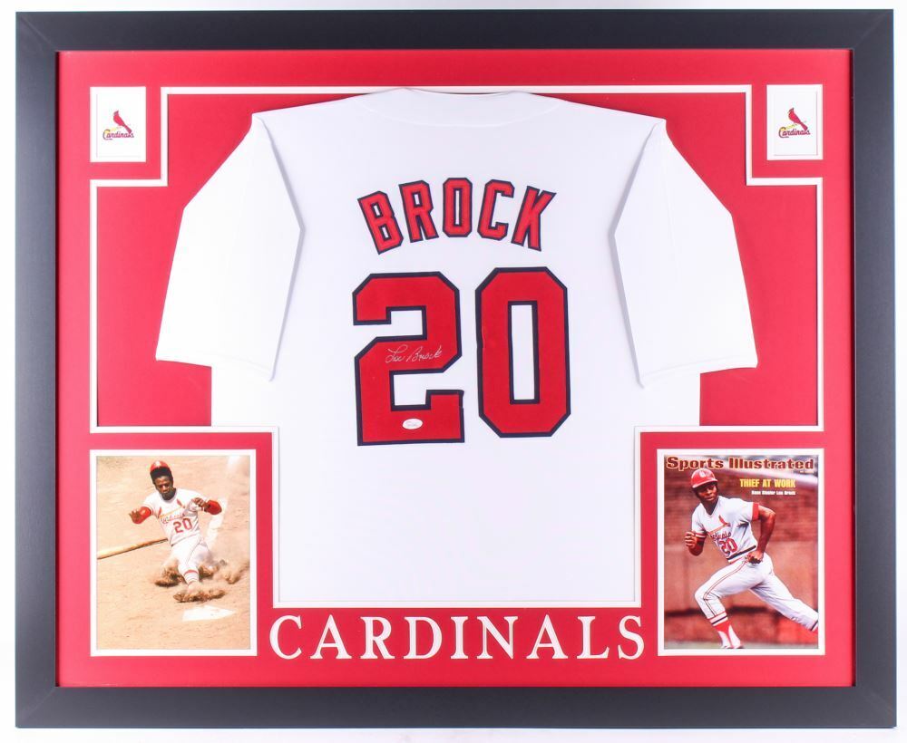 Lou Brock Signed St. Louis Cardinals 35x43 Framed Jersey (JSA COA) All  Star OF