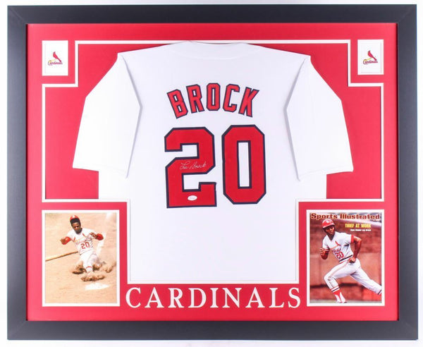 Lou Brock Signed Framed Blue Jersey JSA Autographed St. Louis Cardinals