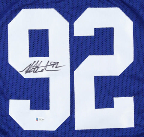Michael Strahan New York Giants Signed Jersey (Beckett COA) 7×All Pro Def.End