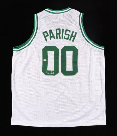 Robert Parish Signed Boston Celtics White Jersey (PSA COA) 4XNBA Champion Center