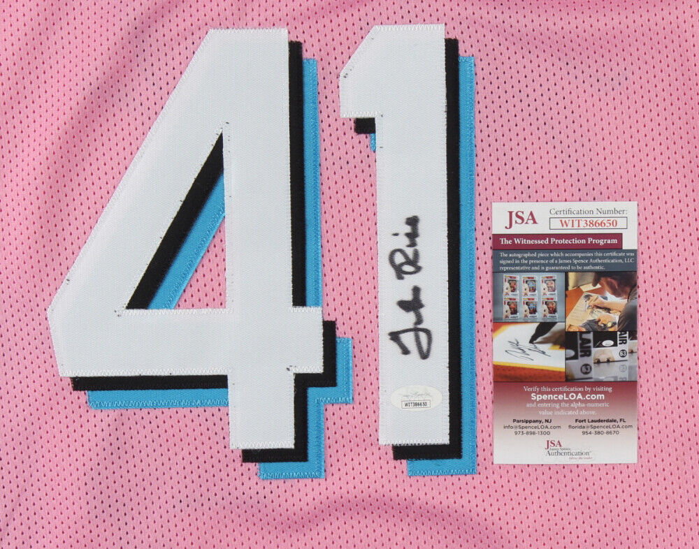 Glen Rice Signed Heat Pink Miami Vice Style Jersey (JSA COA) 3×NBA All-Star Frwd