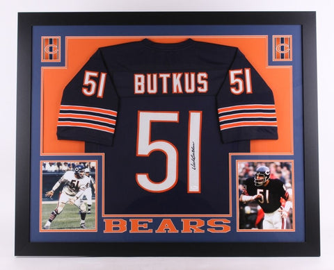 Dick Butkus Signed Bears 35x43 Custom Framed Jersey (JSA) 8× Pro Bowl /1965–1972