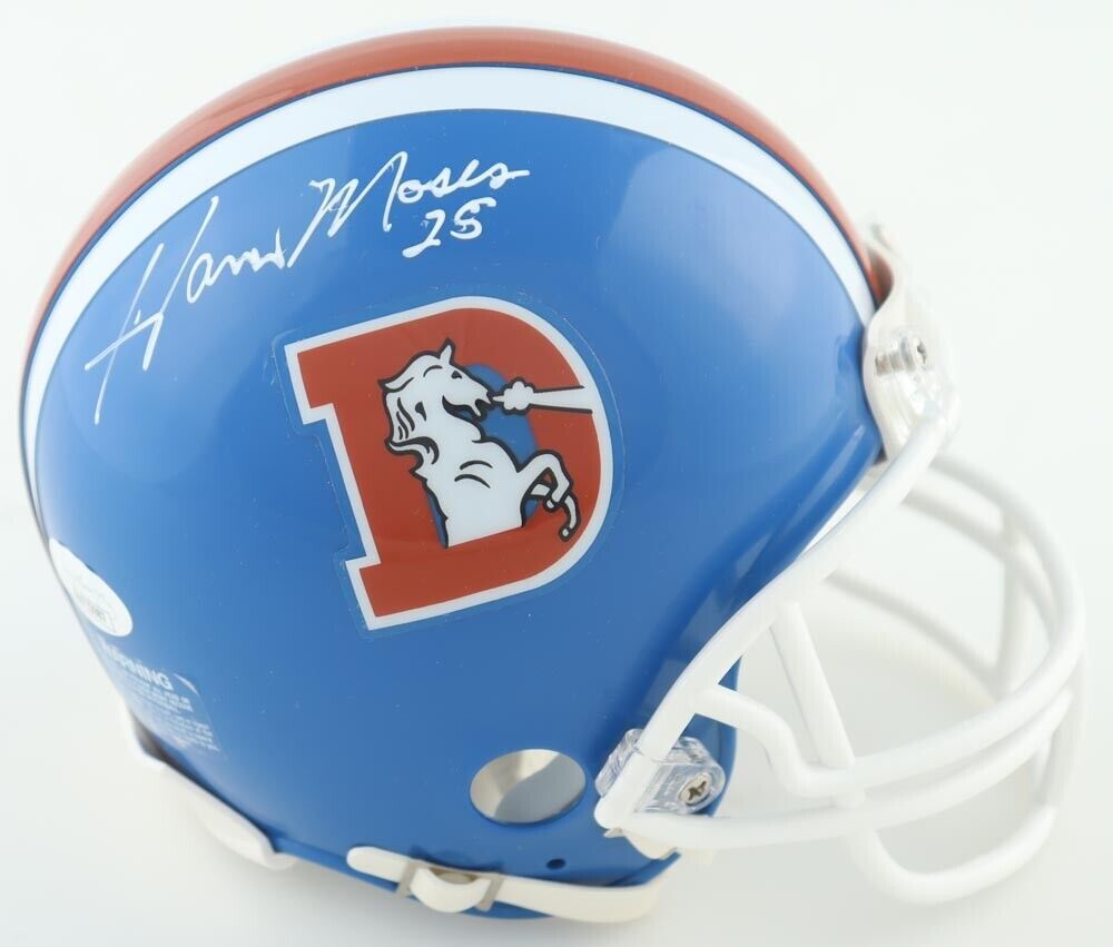 Haven Moses Signed Denver Broncos Throwback Mini Helmet (JSA COA) 1973 –