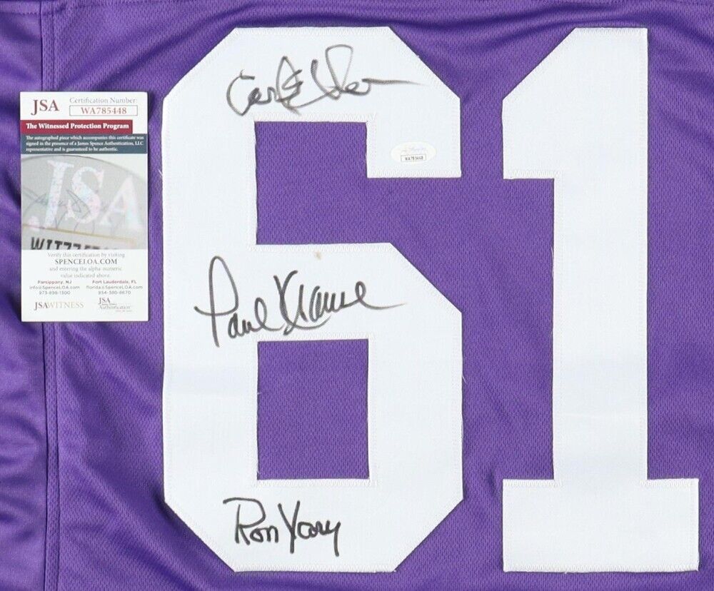 Paul Krause, Carl Eller & Ron Yary Signed Jersey (JSA)