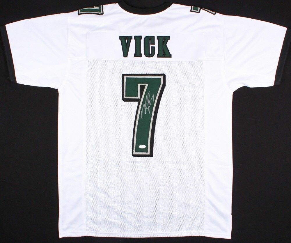 Michael Vick Signed Eagles White Jersey (JSA COA) 4 Time Pro Bowl Quarterback