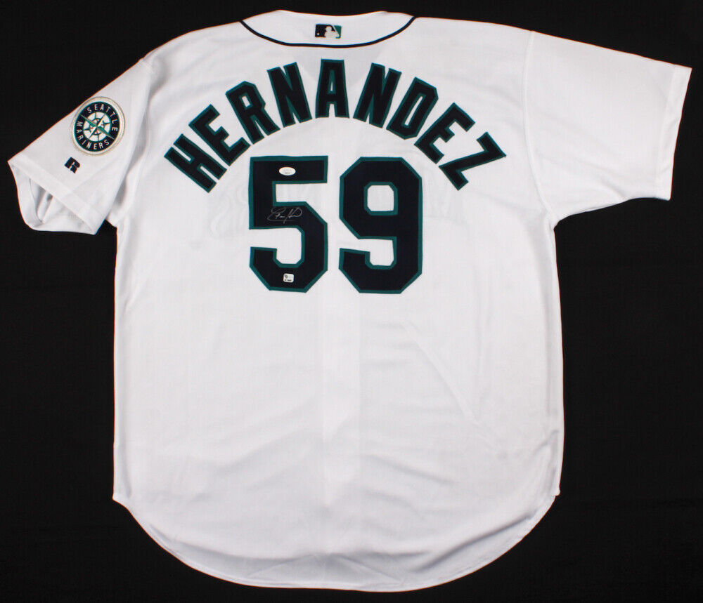 Mariners Felix Autographed Signed Seattle Hernandez White Majestic Jersey  Pg 8-15-12 Size Xl MLB Holo