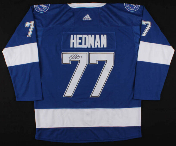 Autographed/Signed Victor Hedman Tampa Bay Blue Hockey Jersey JSA COA at  's Sports Collectibles Store