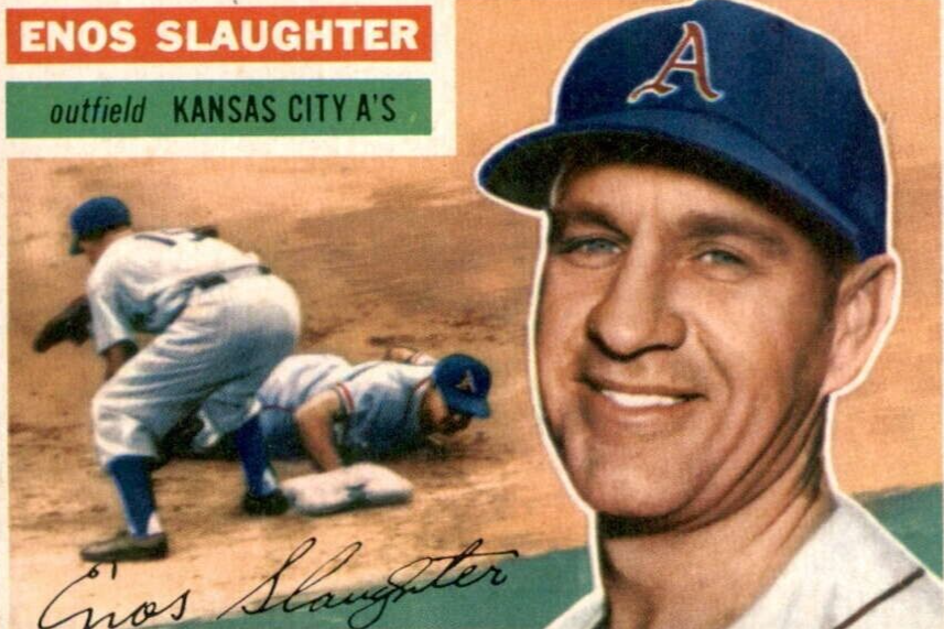 Enos Slaughter Signed LE NL Baseball Display w/ Display Case Cardinals, Yankees
