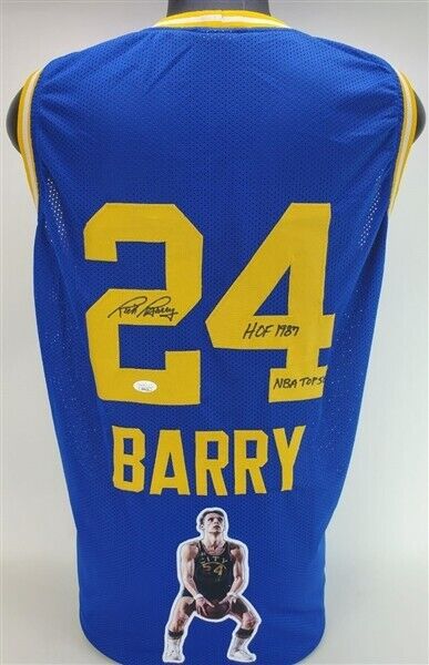 Rick Barry Signed San Francisco Warriors Photo Jersey (JSA COA) 1975 N –