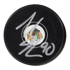 Tyler Johnson Signed Chicago Blackhawks Logo Puck (JSA COA) NHL Veteran Center