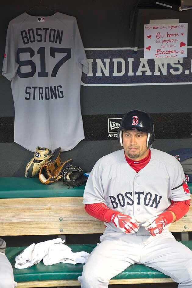 JONNY GOMES Signed Boston Red Sox Custom 'Boston 617 Strong