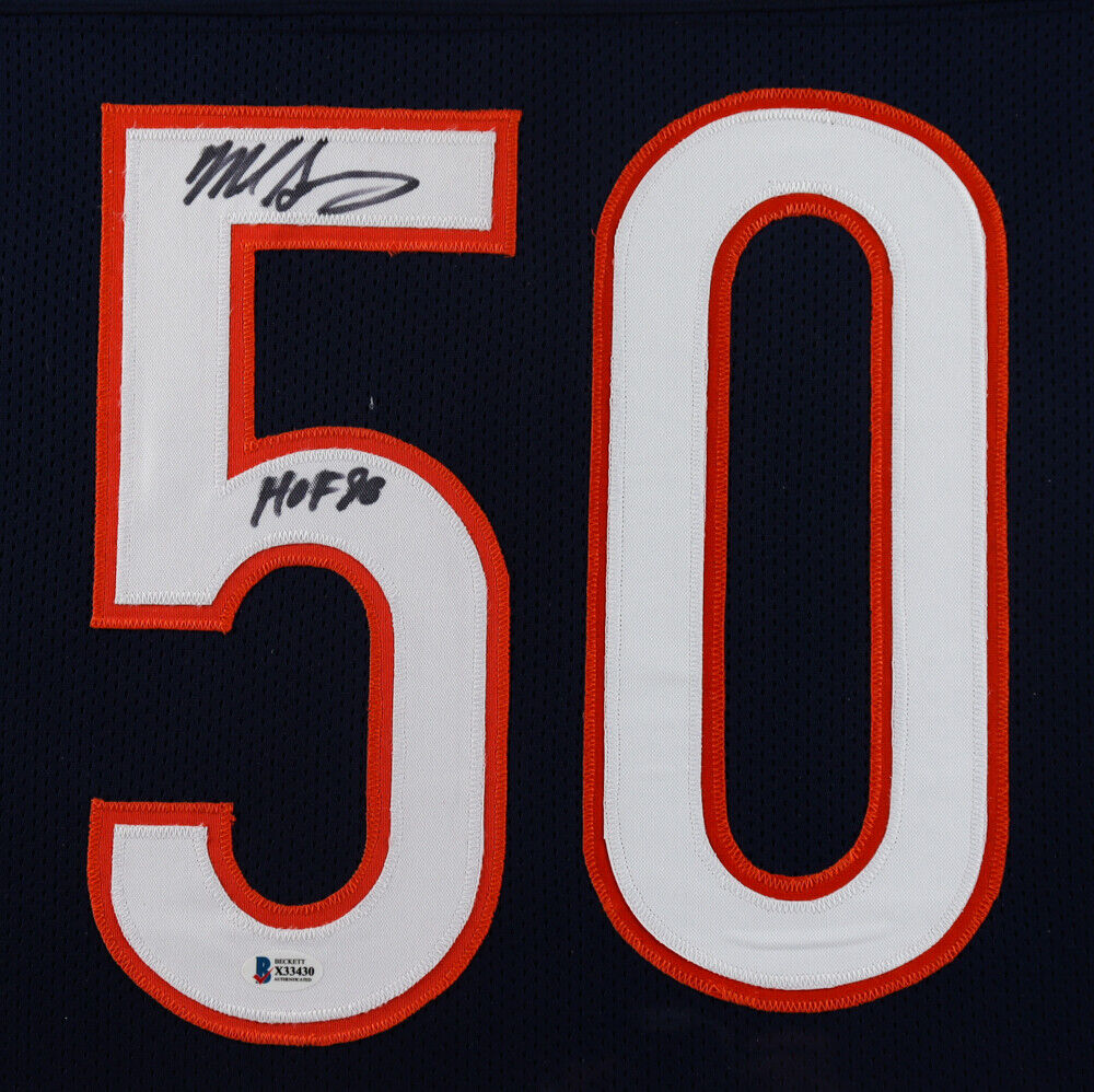 Mike Singletary Signed Chicago Bears 35x43 Framed Jersey Inscbd HOF 98 (Beckett)