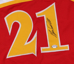 Dominique Wilkins Signed Throwback Hawks Red Jersey (PSA COA) Hall of Fame 2007