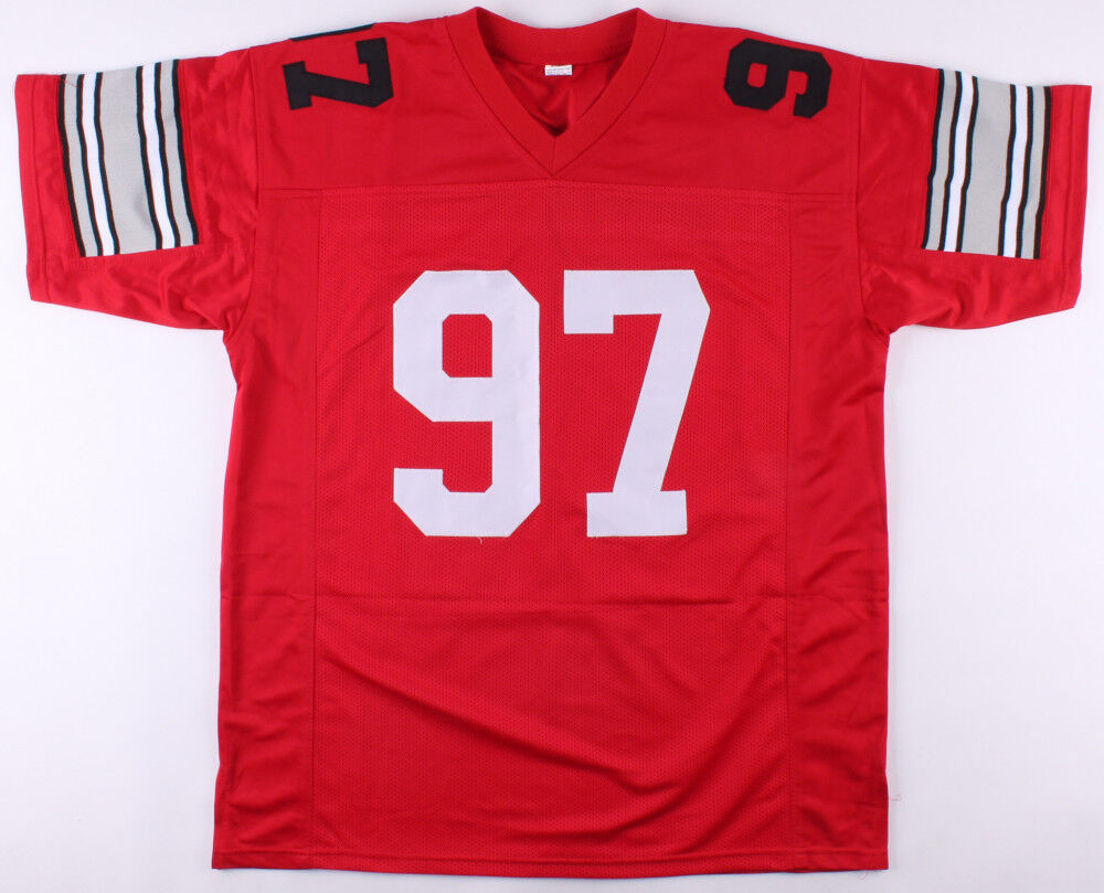 Joey Bosa Signed Ohio State Buckeyes Red Jersey (Beckett) NFL Defensive ROY 2016