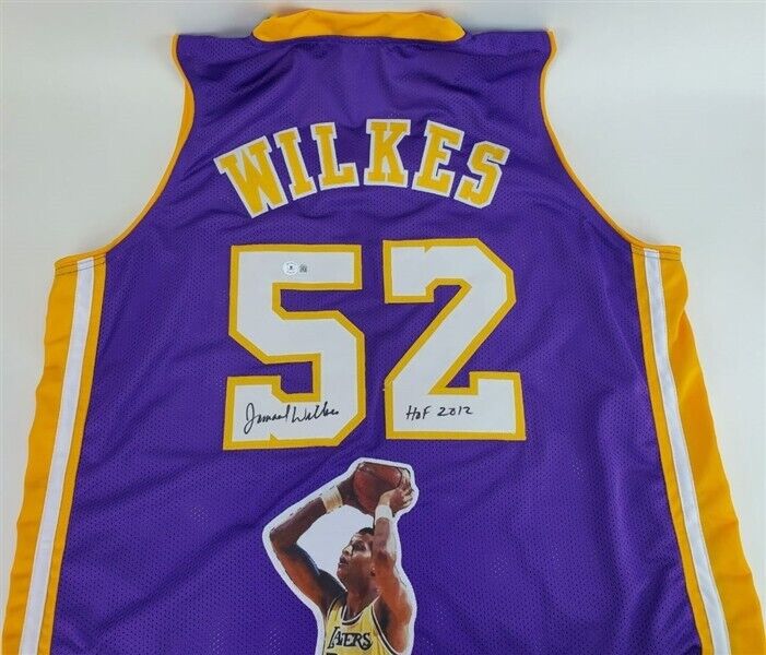 Jamaal Wilkes Signed Los Angeles Lakers Purple Home Picture Jersey (JS –
