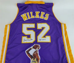 Jamaal Wilkes Signed Los Angeles Lakers Purple Home Picture Jersey (JSA COA)