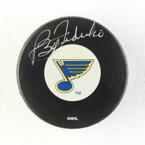 Bernie Federko Signed St Louis Blues Logo Hockey Puck (JSA COA)