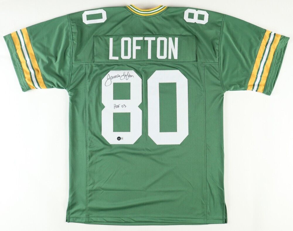 James Lofton Signed Green Bay Packers Jersey Inscribed. 'HOF 03' (Beckett)  W.R.