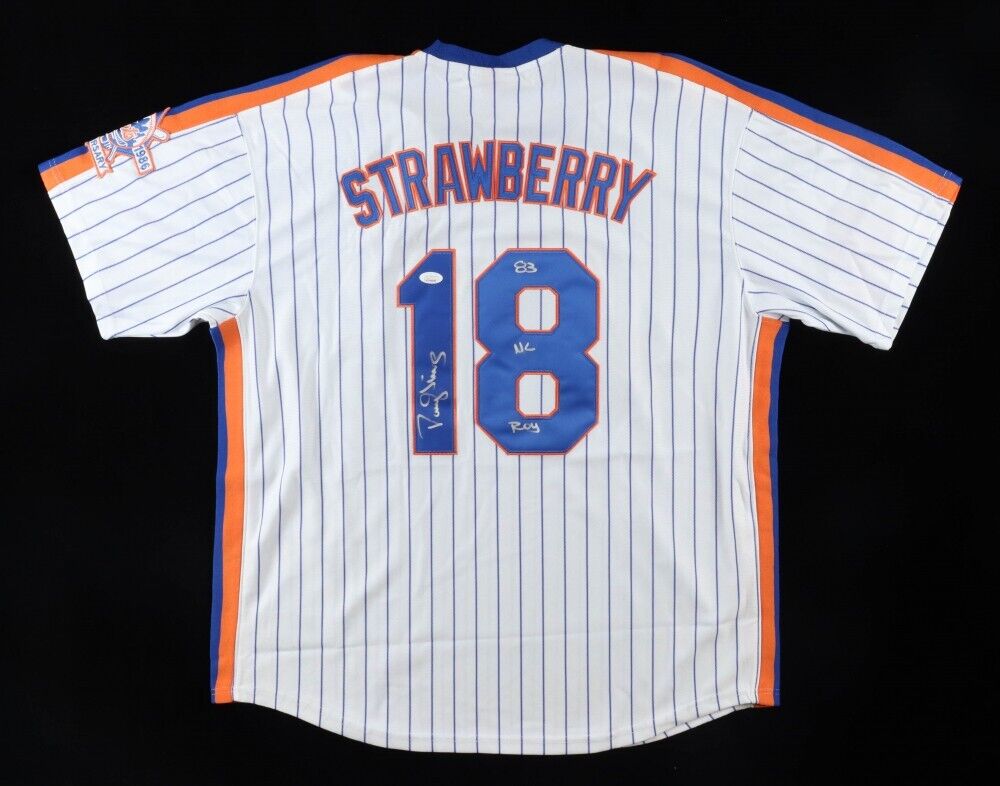 Framed Darryl Strawberry New York Mets Autographed White Mitchell & Ness  Authentic Jersey with 83 NL ROY Inscription