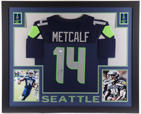 D.K. Metcalf Signed Seattle Seahawks 35" x 43" Custom Framed Jersey (JSA COA) WR