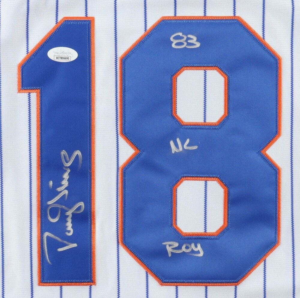 Framed Darryl Strawberry New York Mets Autographed White Mitchell & Ness  Authentic Jersey with 83 NL ROY Inscription